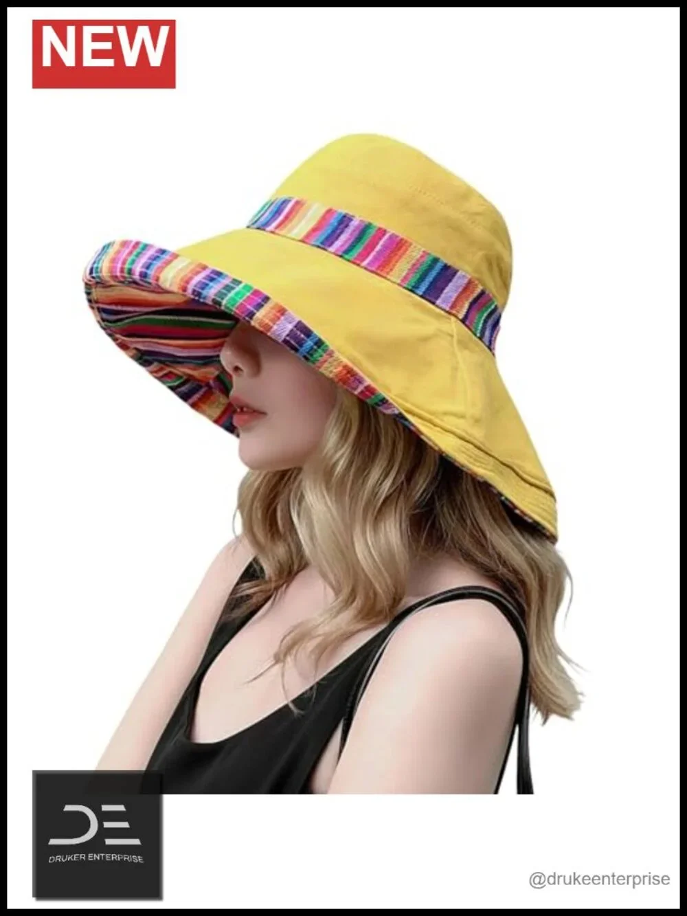 Wide Brim Sun Hat UPF 50+ Reversible Beach Hat Metal Wired Edge Gardening